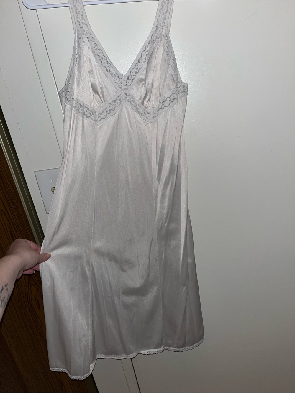Vintage French Maid Lace & Silk Night Gown